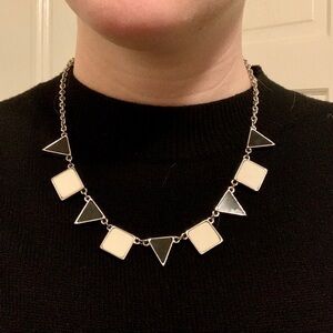 Silver Necklace with Black & White Detail